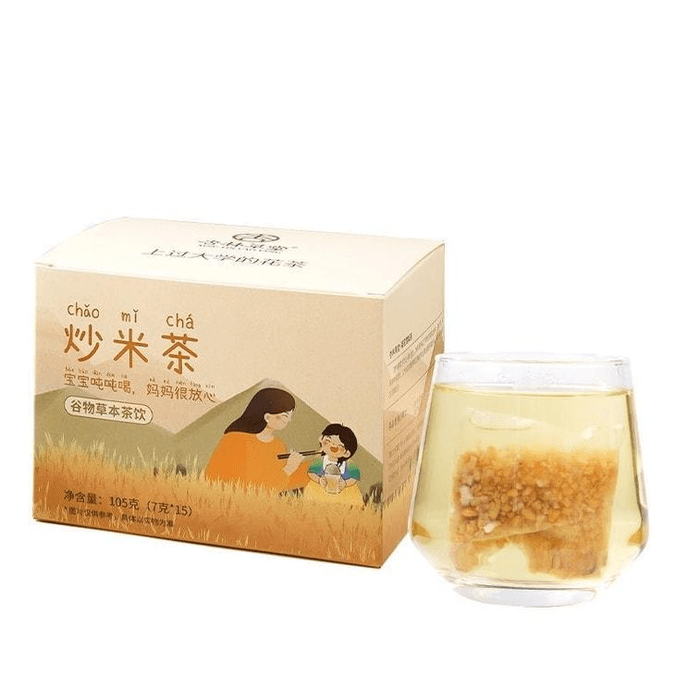 [중국 직배송] 싱린차오탕 볶은 쌀차, 건강 보존 티백, 보리차, 현미 함유, 어린이 및 비위 건강에 좋음, 7g*15개입