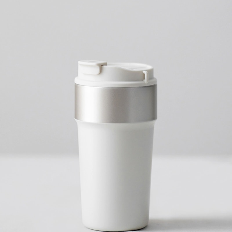 【中國直郵】 OLAYKS 保溫杯不鏽鋼咖啡杯吸管水杯校園隨行杯 陶白色 一個裝