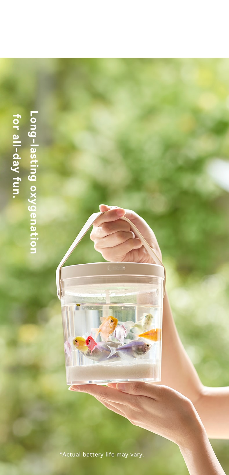 OLAYKS 魚缸新款小型桌上型工作便攜式戶外打氧無線注氧金魚缸