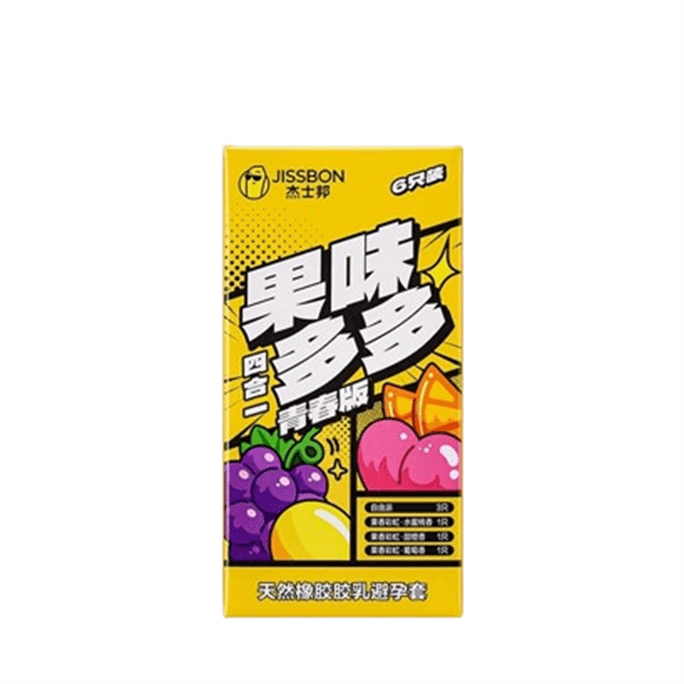 【中国直邮】 杰士邦 果味多多四合一安全避孕套男用正品6只装/盒