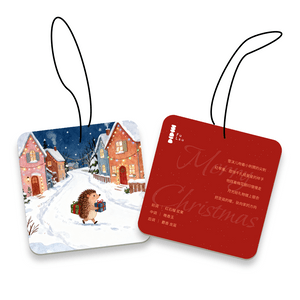 【New Year Scented Diffuser Card - Hedgehog Delivering a Gift】 Car Air Freshener Diffuser Hanging Card, Closet Odor Eliminator, Pomegranate-Tuberose-Musk-Amber, 1 Piece