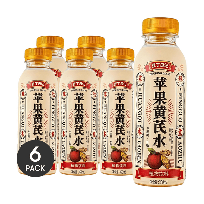 豆丁日记 苹果黄芪水 草本植物饮品 350ml *6【6份超值装】【配料干净0糖0脂低卡】【补气养血润肺止咳养生饮】