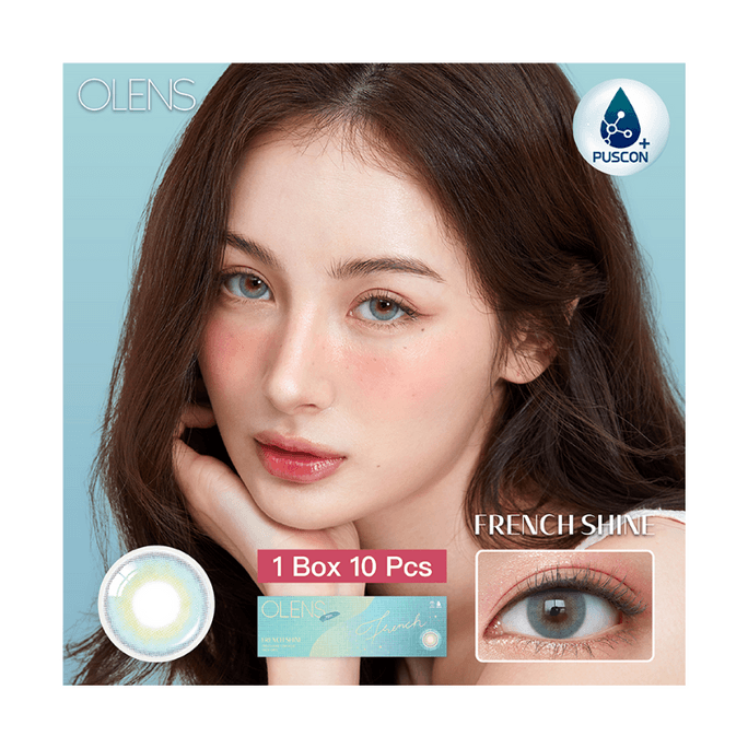 【중국 직배송】 한국산 O-LENS 프렌치 샤인 아쿠아 【세나 블루】 1일 일회용 컬러 콘택트렌즈 소구경 마이크로 블렌드 10개입 -1.00(100)