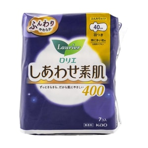 日本KAO花王 LAURIER乐而雅 F超柔软系列 超长量多棉柔卫生巾 温和无刺激 夜用400mm 7片入 (新旧版本随机发送)