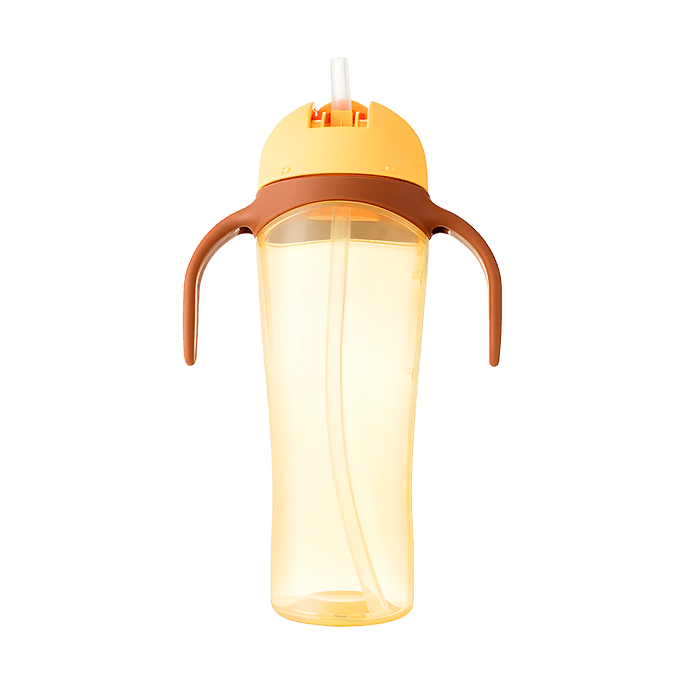 Straw Bottle Long Straw Cup For Baby Yellow 330ml