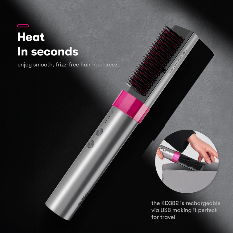 Wireless Portable Hair Straightening Comb - USB Charging KD382 8