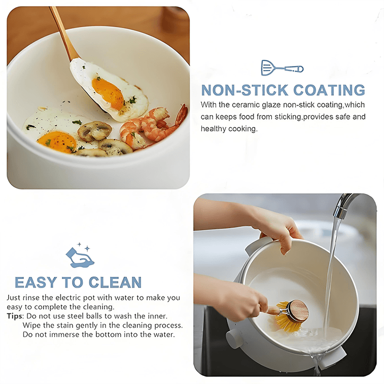 Electric Hot Pot with Steamer Basket – 2L Non-Stick Multi-Function Cooker | 100–120V | Perfect for Dorms & Small Spaces 14