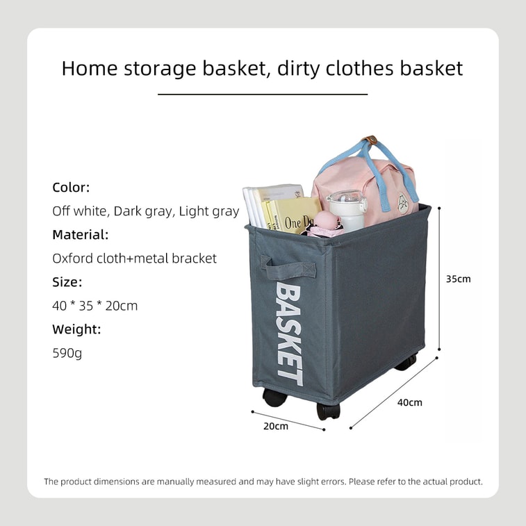 【中國直郵】 HSPM 新款日式家居牛津布洗衣籃衣物收納髒衣籃滑輪-收納籃 迷你款深灰色 1個裝 7