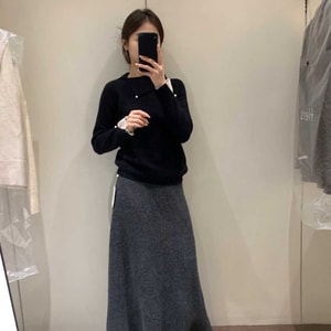 【加拿大直邮】 加拿大 SCENARIO 韩系 珍珠蕾丝点缀针织打底 均码 双色 黑色 均码