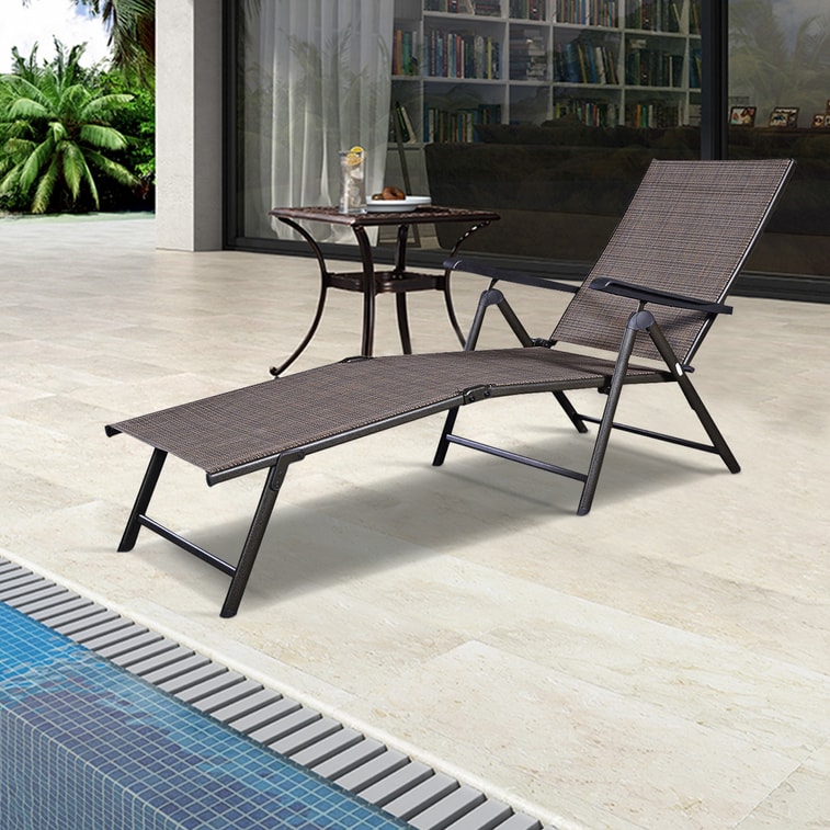 80  Adjustable Chaise Lounge Chair with 5 Reclining Positions 5