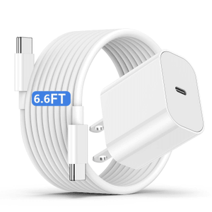 iPhone 15シリーズ用急速充電キット。2メートルのType-C充電ケーブルと20W USB-C充電器が付属。iPhone 15シリーズおよび各種Type-C対応Androidスマートフォンに対応。送料無料。