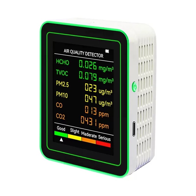 【美国直邮】 美国 CLEA DEEP 室内PM2.5检测仪空气质量监测器6合1便携式适用于家庭和办公室-白色