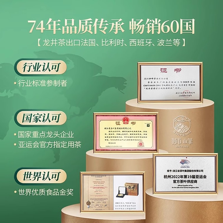 【中国直邮】 狮峰茶叶 新年送长辈礼盒桂花红茶九曲红梅茶叶杭州特产正宗龙井茶原产地优选 150g 4