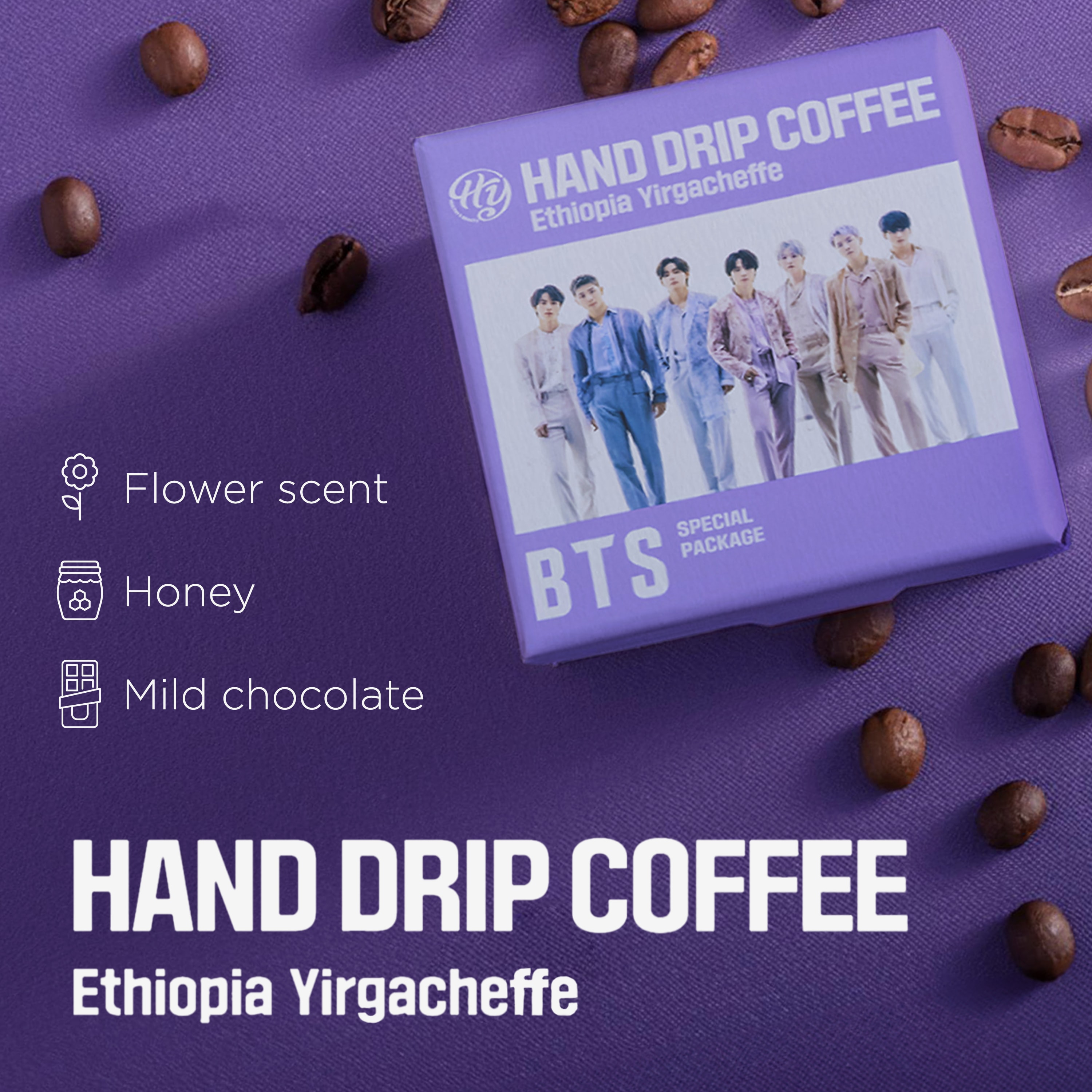 BTS Full Set Hand Drip Ethiopia Yirgacheff Coffee 7ea X 8 Box