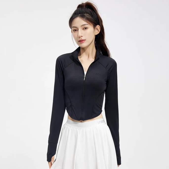 Slim Fit Sun Protection Clothes UV Black M