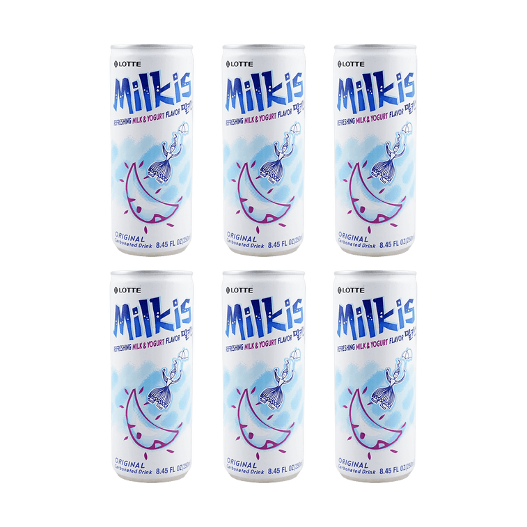 Milkis Soda Beverage,Carbonated Drink Yogurt Flavor, 8.45 fl oz*6 [6 Pack] [0 Fat] [Packaging May Vary] 6