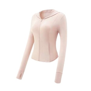 Hooded slim fit sun protection jacket nude apricot pink size L