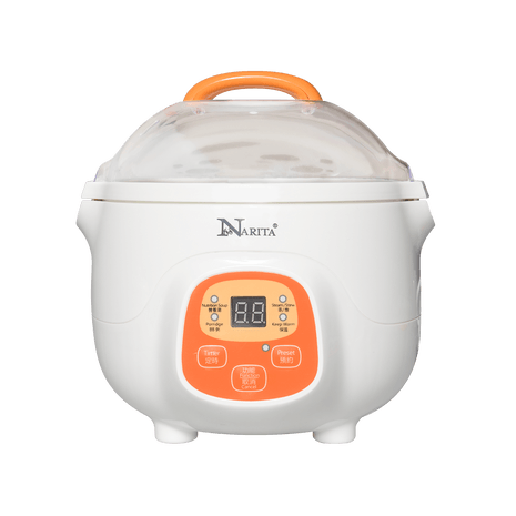 NARITA One Touch Easy To Use Rice Cooker Stainless Steel Inner Pan, 6 Cups  Uncooked Rice, NRC-6(SS)W 