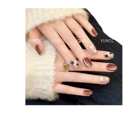 Pure handmade nail art high-quality finished cat's eye short nail patch Happy Planet XS10 sheet *1 box