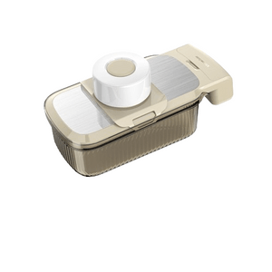 Multi-functional Vegetable Cutter Shredder Potato Grater Khaki With Basket Stainless Steel 5 Blades