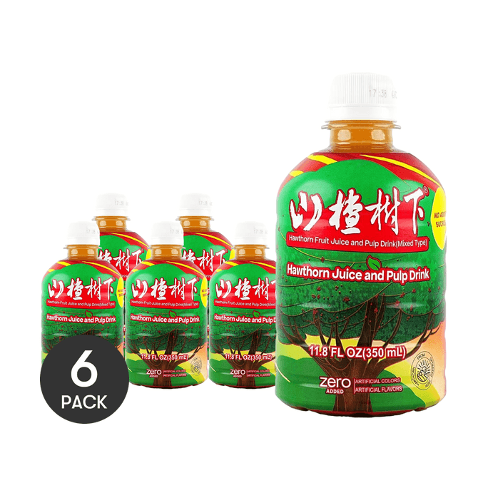 Hawthorn Juice and Pulp Drink Mixed Type,Sugar Free, 11.83 fl oz *6【6 Packs】