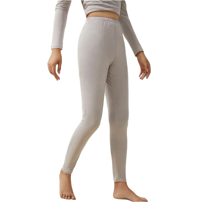 【中國直郵】 金三塔 100%桑蠶絲柔軟舒適圓領打底衫保暖秋衣秋褲女 YZF5C714# 中灰色 秋褲 L