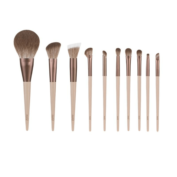 Makeup brush set complete set of brushes animal hair loose powder blush nose shadow eyeshadow 10 pieces Mocha *1 piece