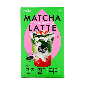 Roastique Matcha Strawberry Latte, 10 Sticks 7.69 oz with Real Strawberry Pieces and Jeju Matcha【Olive Young】
