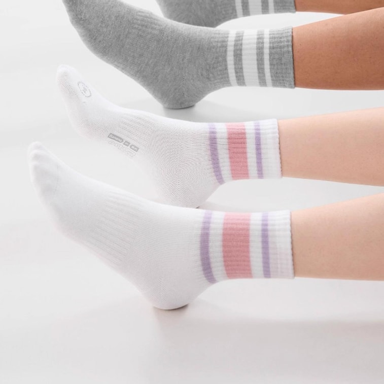 BANANAIN蕉内 女士袜子 7A抗菌轻运动条纹中筒袜 氮气311Dry防臭吸汗 4双装 3