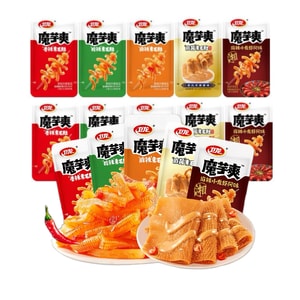 Konjac cool 5 flavors mixed sesame sauce spicy spicy crayfish hairy belly spicy strips sour and spicy about 8.3g/pack*15 packs