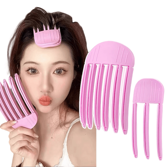 Korean Style Shaping Comb High Head Fluffy Clip Artifact Pink Two-piece Set (three Teeth + Six Teeth)