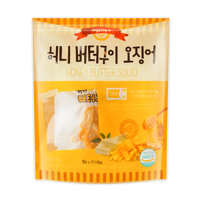 韓國MYZINGO 魷魚條 海鮮點心 蜂蜜奶油口味 180g【微波加熱即食】