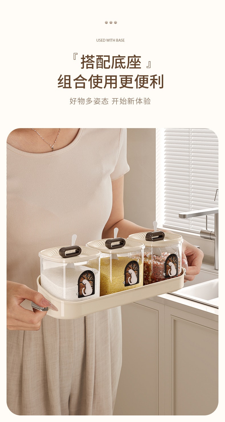 FaSoLa Life 調味料盒 一體多格 家用高階塑膠 收納盒 3格