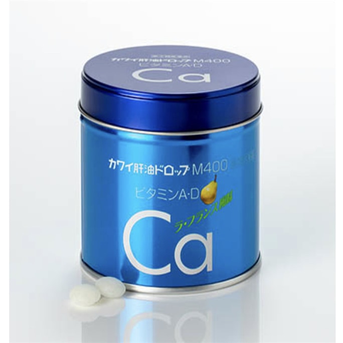 KAWAI Chuanhe Cod Liver Oil Pills Pear Calcium Vitamin A Vitamin D Pineapple Flavor 180 Capsules Blue Can