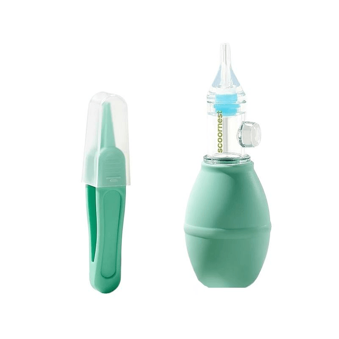 Nest Baby Nasal Aspirator Clean Newborn Baby Nasal Aspirator St Green + Tweezers *1 Set