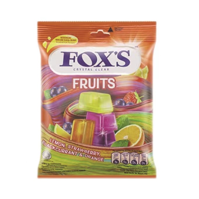 Indonesian Imported FOXS Crystal Sugar Mixed Fruit Candy Square Hard Candy Snack 90g - Fruit 1 Bag