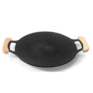 Korean Grill Pan with 7 Layer Natural Coating 32CM BBQ Griddle with Handle Non-stick Grill Circular Frying Pan