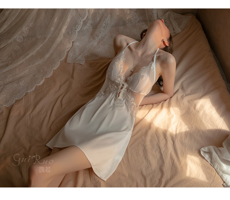 【中國直郵】 瑰若 情趣內衣 性感露背吊帶睡裙 黑色 M碼