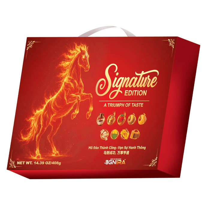 越南 IGNIRA 亚洲零食大礼包 综合礼盒408g 9包入 3种口味咖啡饮品, 6种越南特色口味干果(腰果芒果椰子番荔枝)