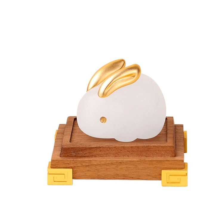 [중국 직송] 장인 정신이 깃든 귀여운 중국 십이지신 토끼 장식 프리미엄 선물 백옥 토끼 장식 (호두 도금 받침대) 4.5*7cm