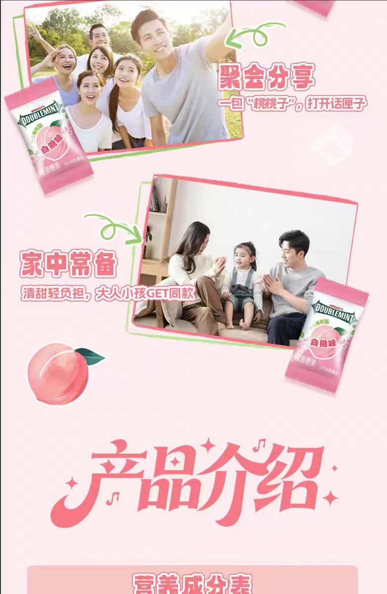 【中国直邮】  绿箭 桃系好运糖 好运连连新年年货礼物清新口气趣味零食24g*5盒