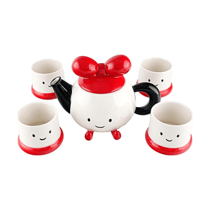 Red Cutie Bow Tea Set - 1 Teapot & 4 Cups