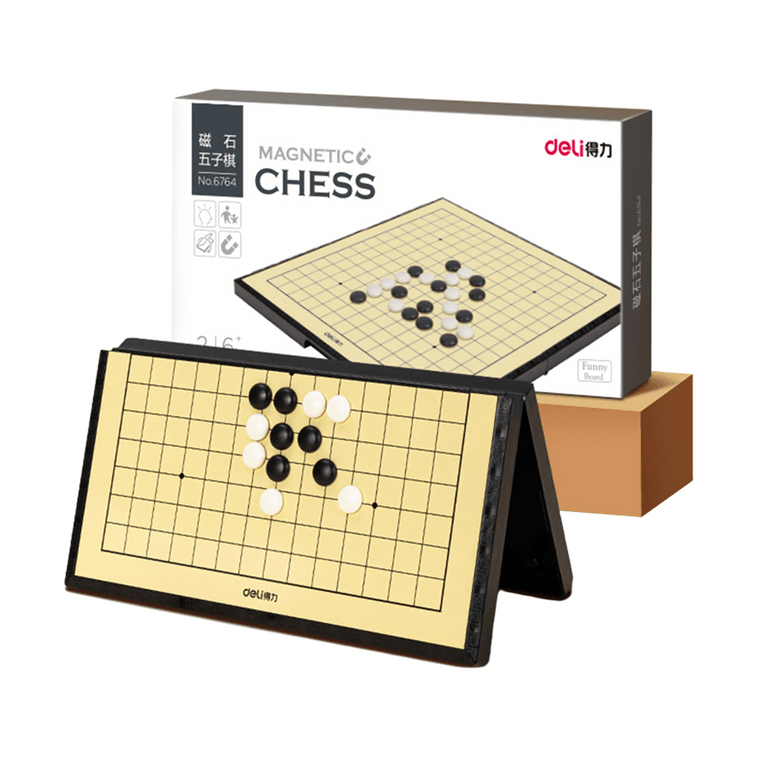 DELI得力 磁石五子棋套裝 益智棋圍棋 親子陪玩 派對遊戲 黑色 13路棋盤 3