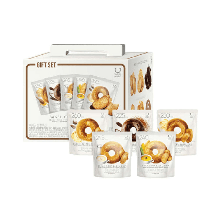 Bagel Chip Set, 5pcs/box #Honey Butter+Garlic Butter+Real Pizza+Corn Soup +Choco Cinnamon