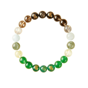 【中国直邮】 普陀山 五行手串女款补缺玛瑙手链 补缺木水黑绿财神款8mm