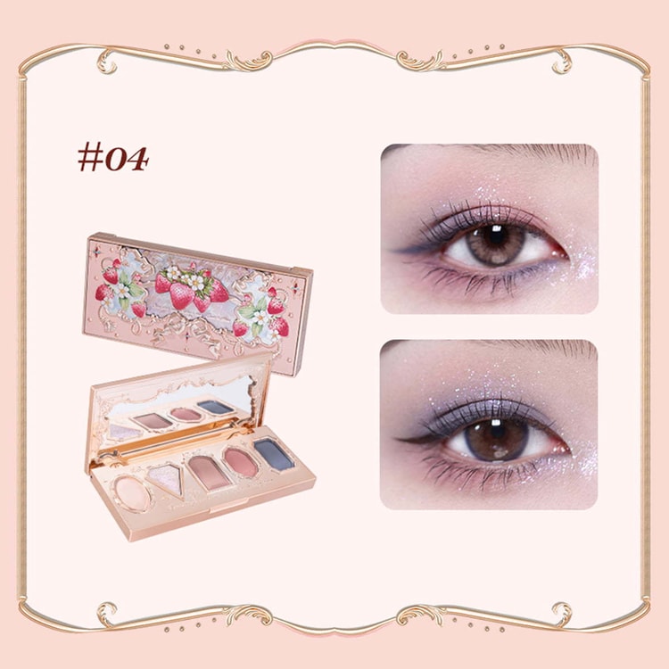 Flower Knows Strawberry Rococo 5 Color Eyeshadow-Rose #04 Champs Misty Rose