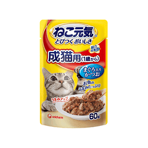 【日本直邮】UNICHARM PET尤妮佳宠物 健康小猫综合营养食 金枪鱼&鲣鱼60g 1岁以上猫咪用