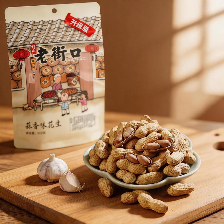 LAOJIEKOU Garlic flavored Peanuts(In Shell), 14.82 oz - Yami.com