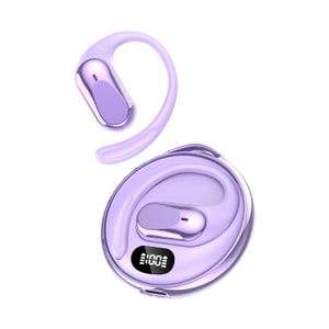  Dynamic On-the-Go Open-Ear OWS Sports Earbuds - Bluetooth 6.0, 72H Battery, Directional Audio (Purple Mini Round Case, 1 Pair)