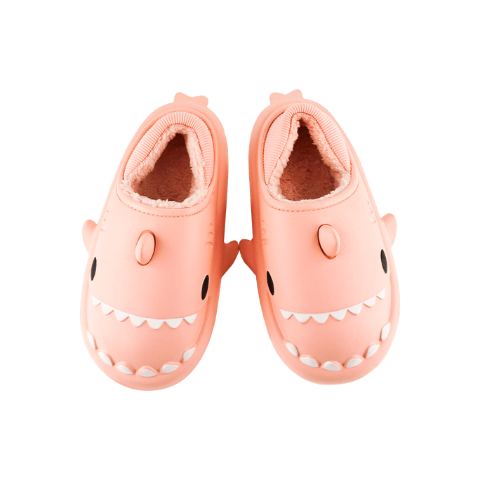 Shark Slides Slippers Unisex Waterproof Winter Warm Plush Comfy Sandals Non-Slip Pink 36/37